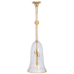 Italian Flush Mount in blown Murano Glass Clear Color and 24k Gold, 21st