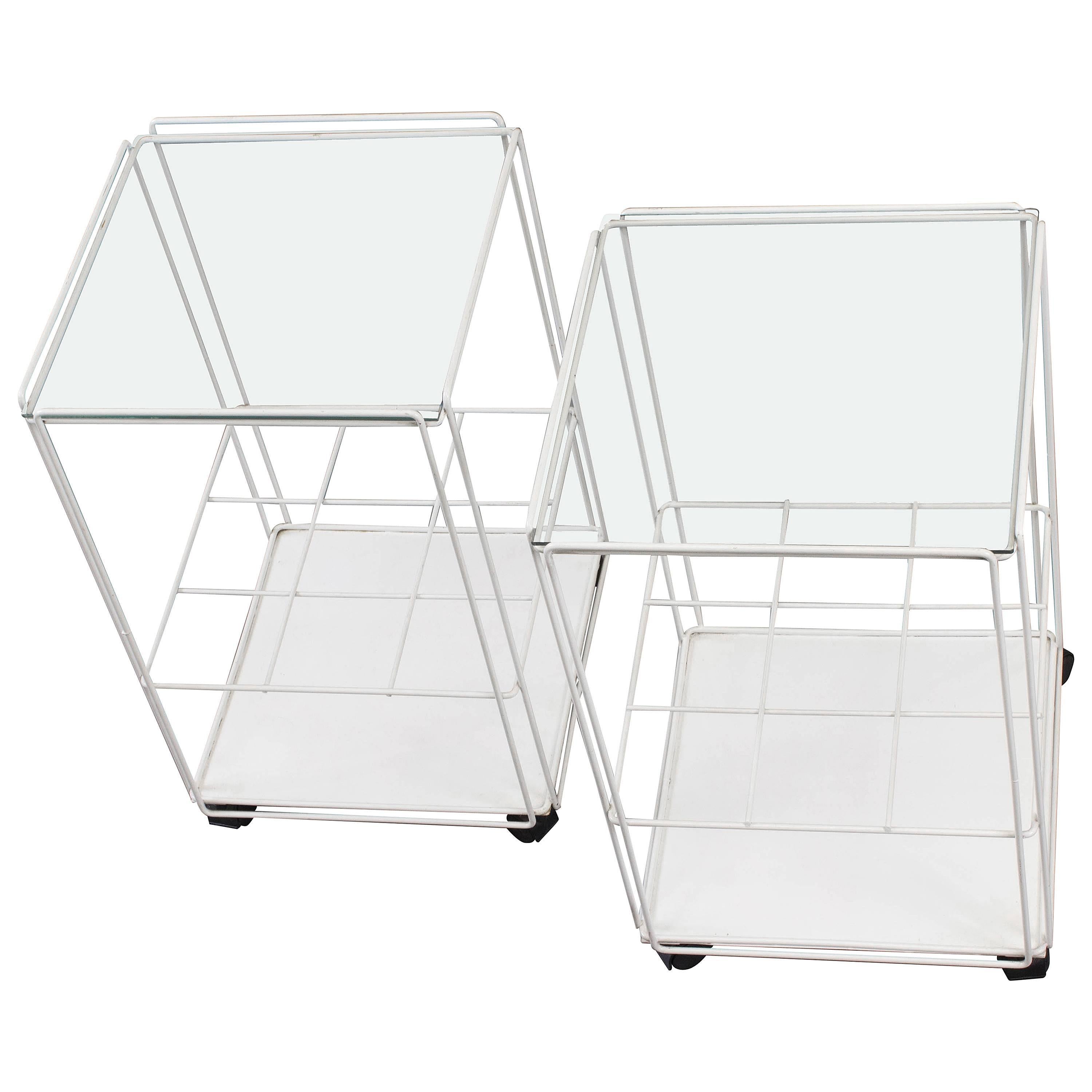 Pair of Mid-Century Modern Two-Tier Isocele Tables or Trolleys by Max Sauze