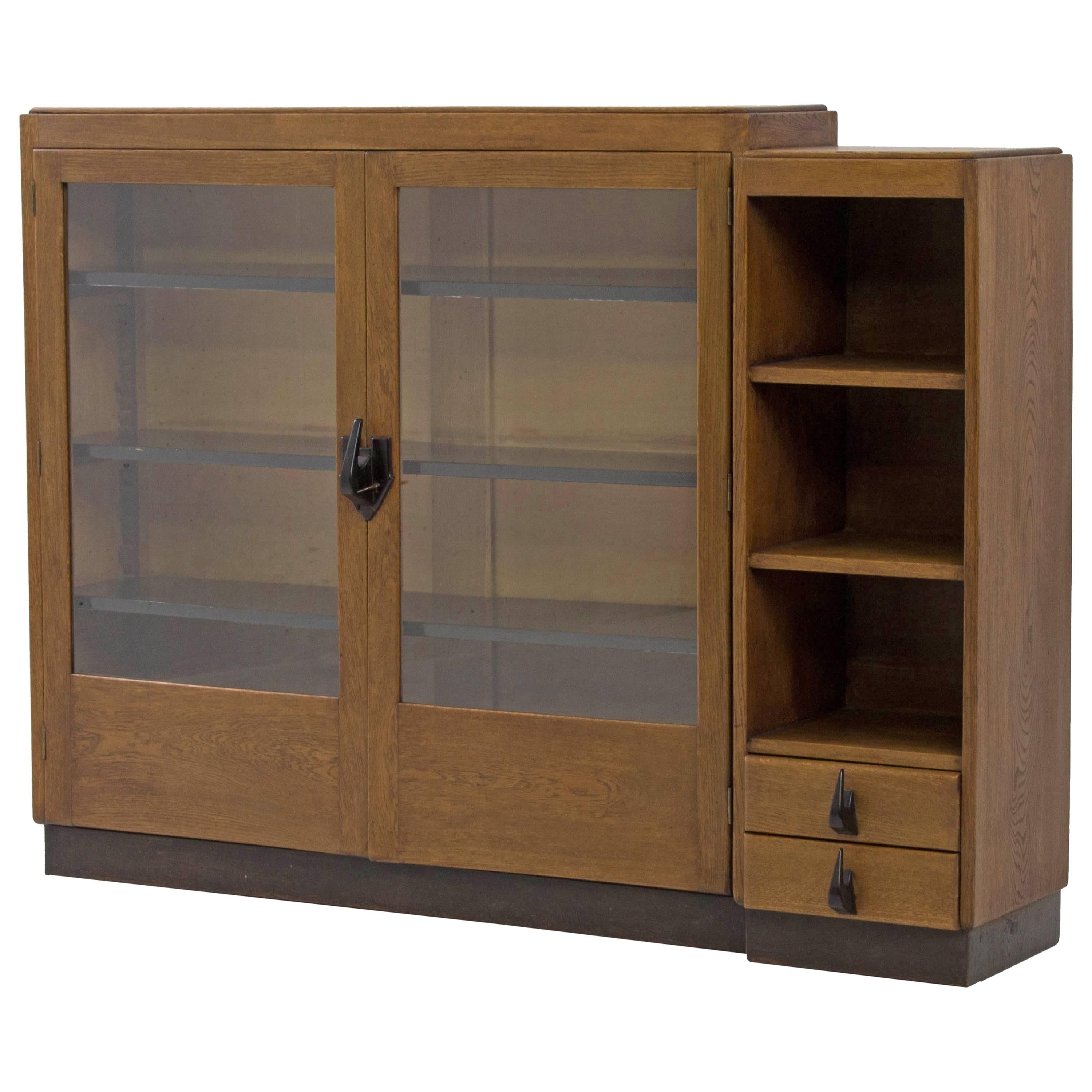 Striking Dutch Art Deco Haagse School Bookcase, 1920s