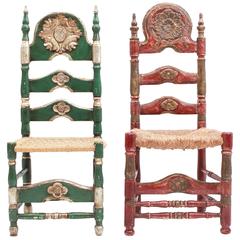 Antique Spanish Ceremonial Chairs, 19th Century