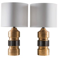 Pair of Ceramic Table Lamps by Bitossi for Bergboms