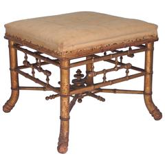 Gilded Faux Bamboo Ottoman 11