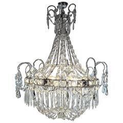 Antique Italian Empire Beaded Crystal Chandelier Six-Light  circa 1860