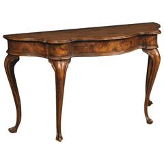 20th Century Venetian Console Table in Walnut and Burr Walnut