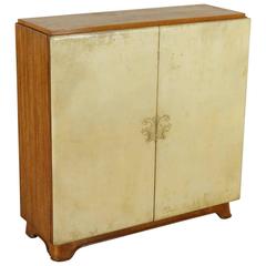 Small Cabinet Mahogany Parchment Paper Vintage, Italy, 1950s 10