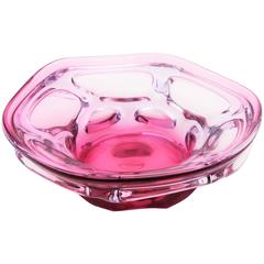 Italian 1960s Pink Murano Glass Hexagonal Centrepiece or Bowl