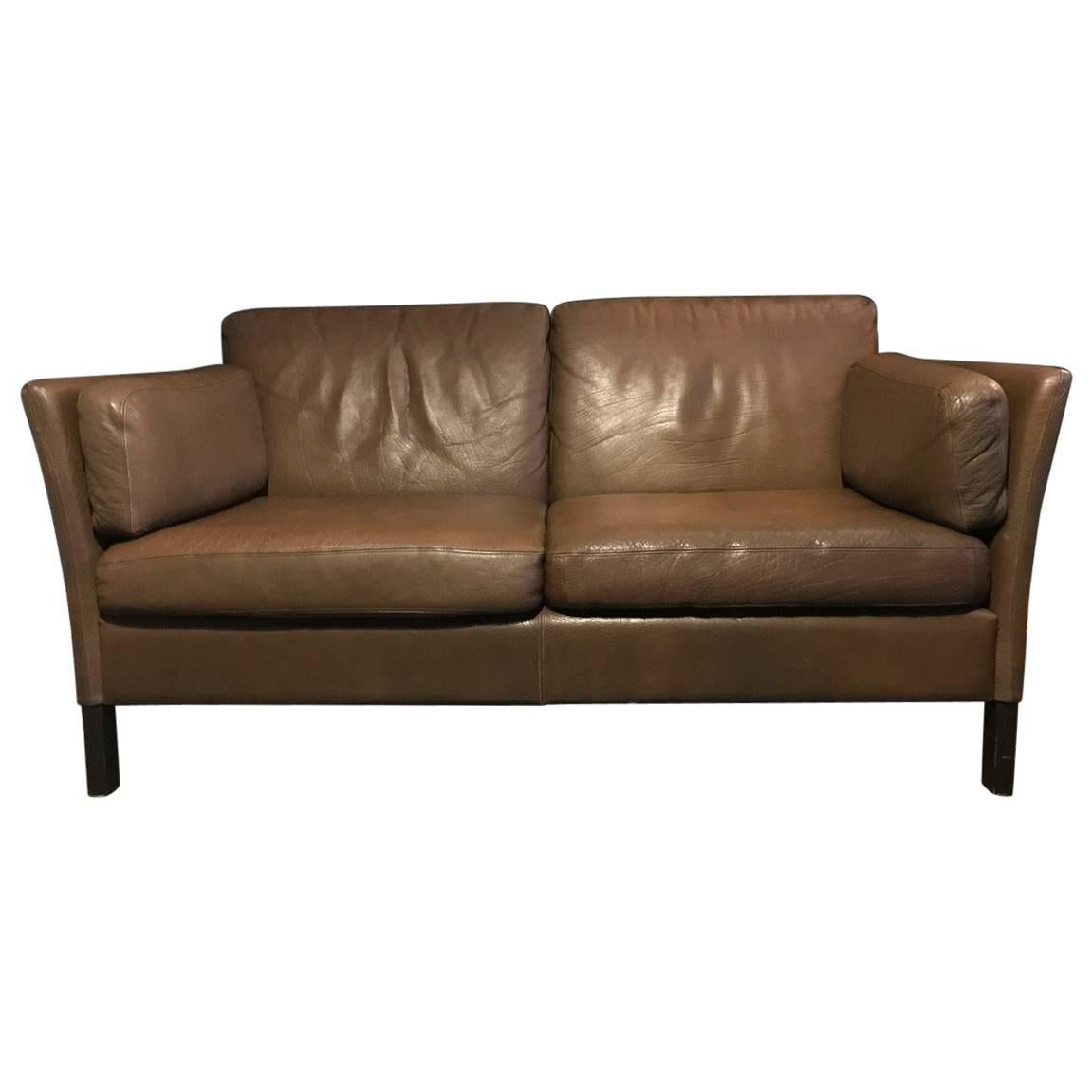 Vintage Danish Brown Leather Sofa by Georg Thams for Vejen. For Sale