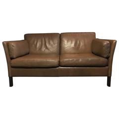 Vintage Danish Brown Leather Sofa by Georg Thams for Vejen.