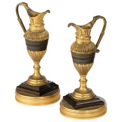 Pair of 19th Century Bronze and Ormolu Neoclassical Ewers 5
