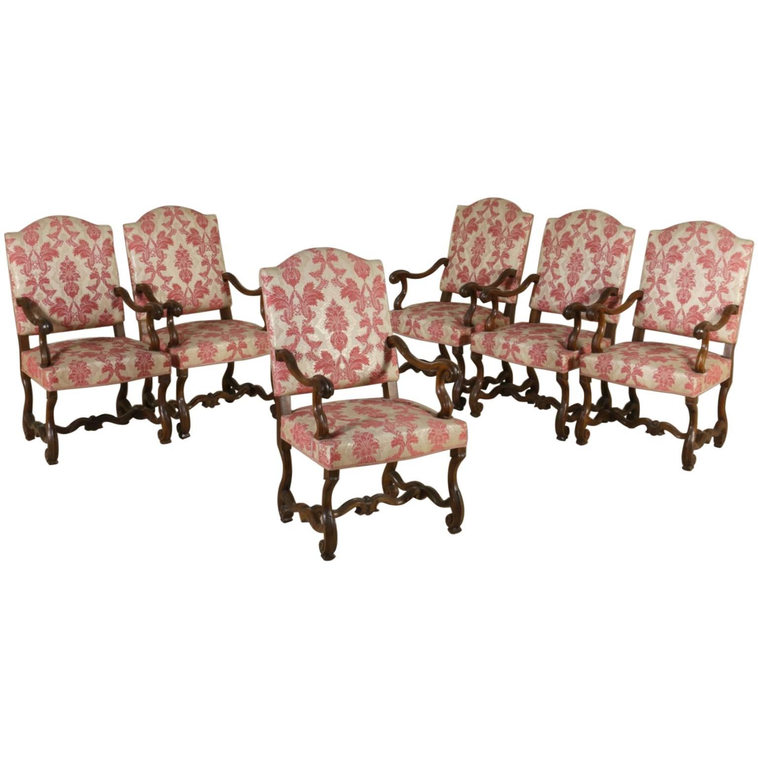 Important Six Armchairs Group Liguria, Italy, First Quarter of the 18th Century