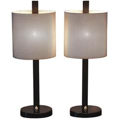 Rare Pair of French Mathieu Mategot Style Midcentury Modern Table Lamps