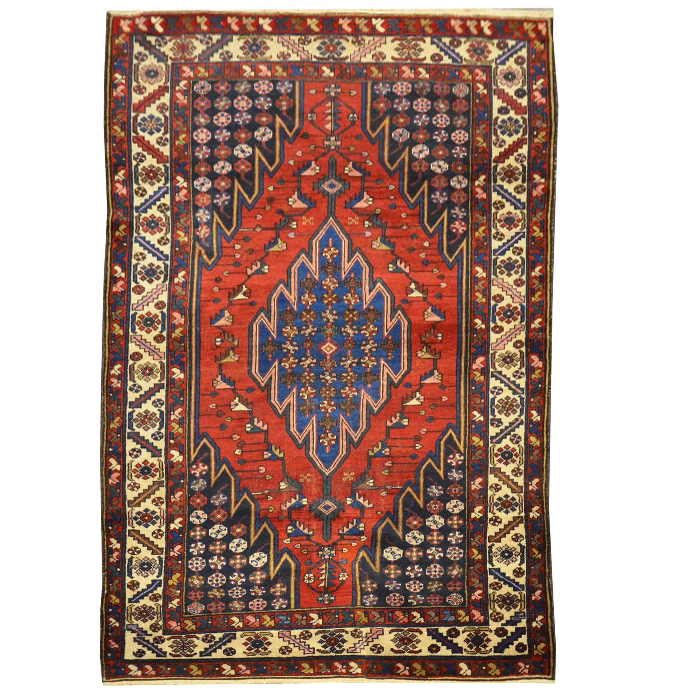 Persian Meshed Wool Rug Over Red Ground And Classic Design, Persian Meshed Wool Rug Over Red Ground And Classic Design,