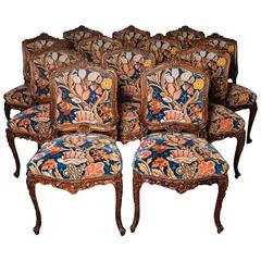 Fine Set of 12 Matching Carved Mahogany Régence Style Chairs, Mid-19th Century 9