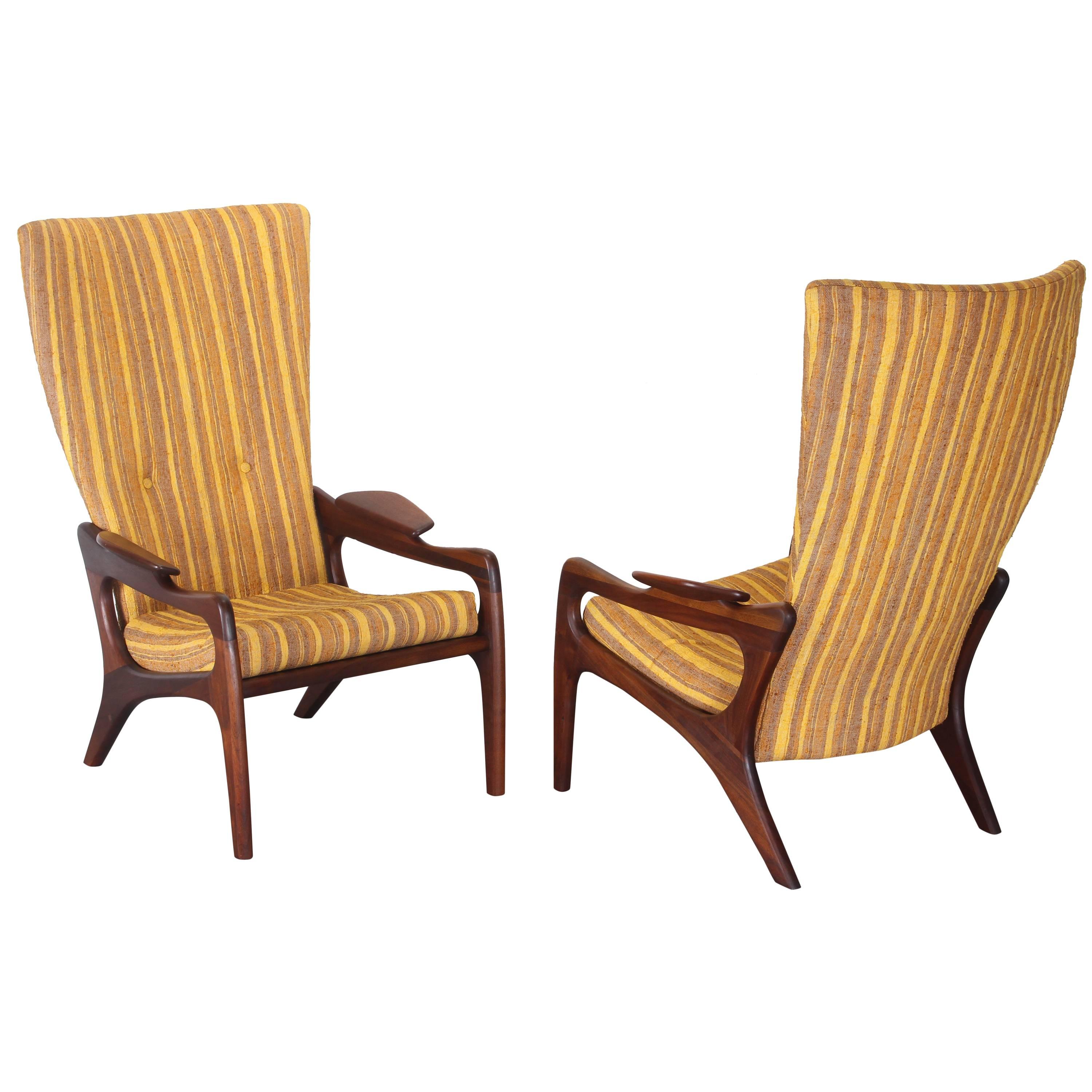 Pair of Original Adrian Pearsall Wingback Chairs, 1960s