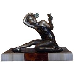Art Deco Figurine Dancer Bronze on Marble 1