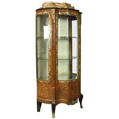 French Louis XIV Style Rosewood Marquetry and Ormolu Vitrine, circa 1880
