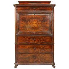 Antique Classical Flame Mahogany Empire Abattant, circa 1840