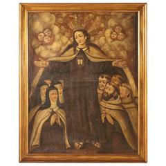 Antique 18th Century Spanish Religious Painting