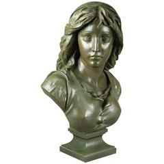 Antique French Bronze Bust of Mignon by Eugene Aizelin, circa 1880