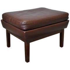 Mid-Century Vintage Brown Leather Footstool or Ottoman Excellent Condition, 1960s
