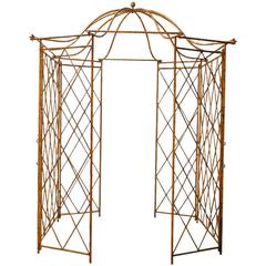 Gilt Metal Faux Bamboo Gazebo with Pagoda Roof 3