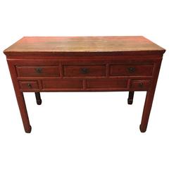 Chinese Red Lacquered Console 4