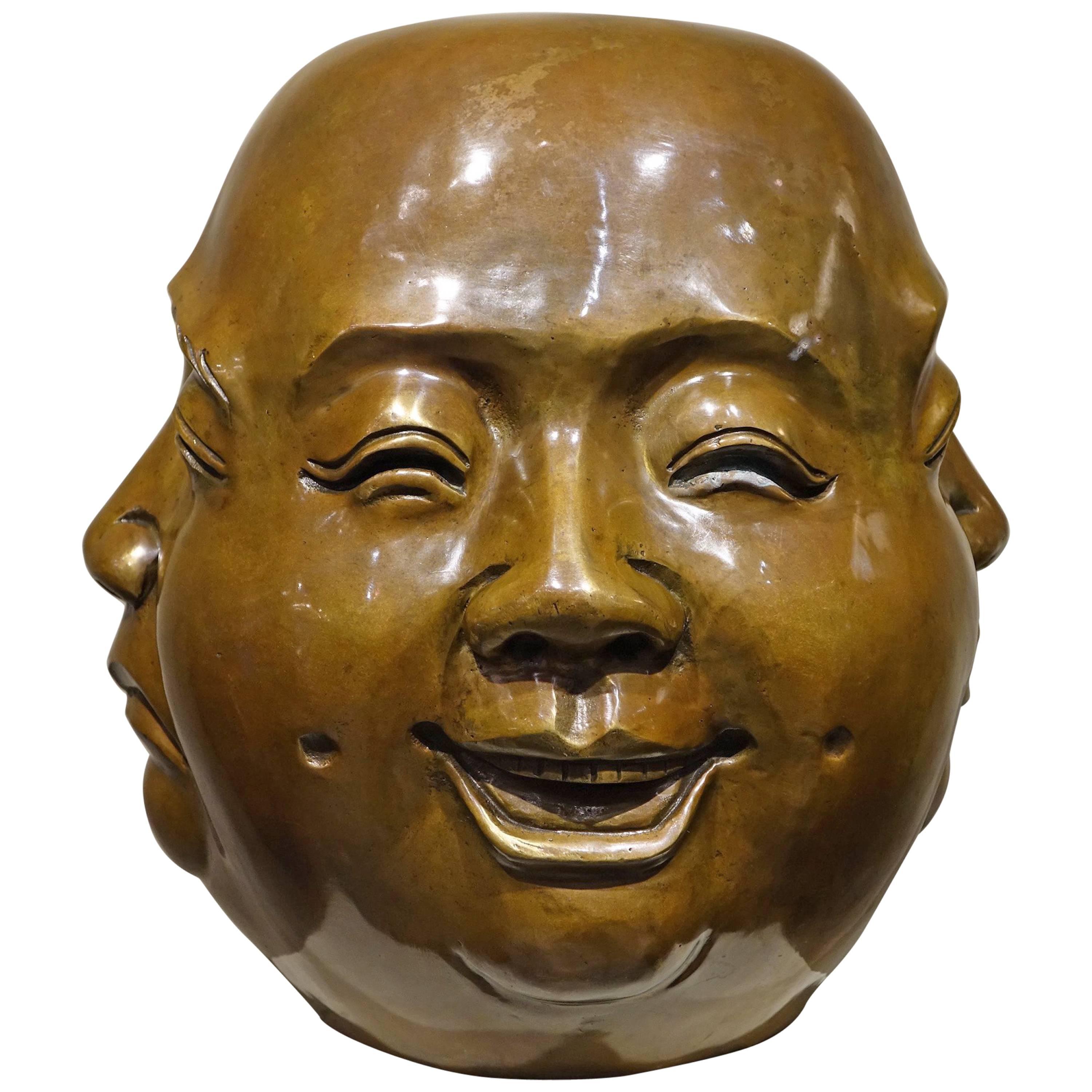 Chinese Bronze Four-Faced Head, China, Late 19th Century For Sale