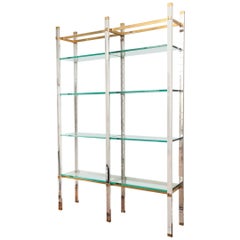 Karl Springer Chrome and Polished Brass Etagere