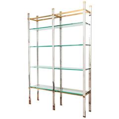 Contemporary Design Chrome and Polished Brass Four-Tier Etagere