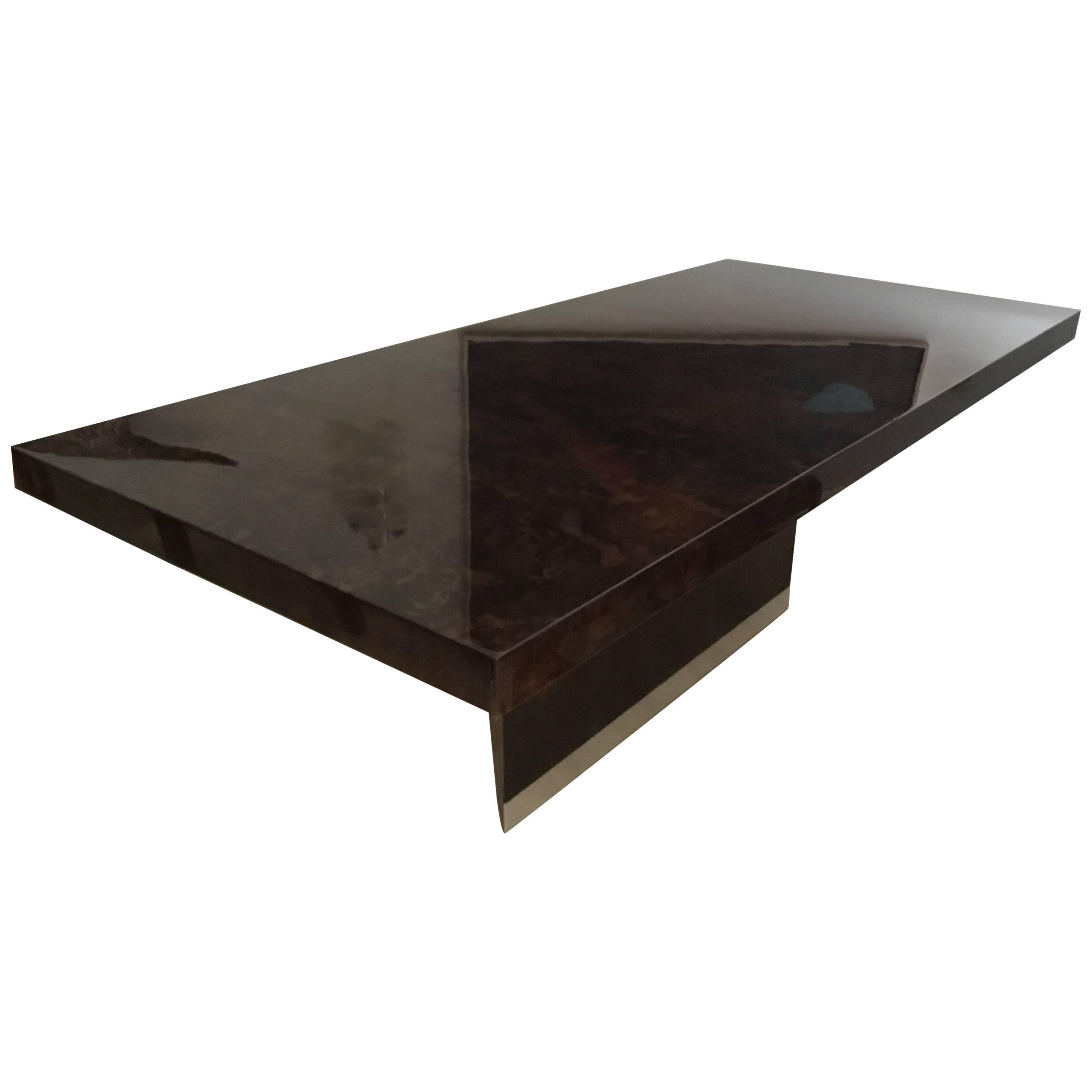Saporiti Dining Table Wrapped in Goatskin For Sale