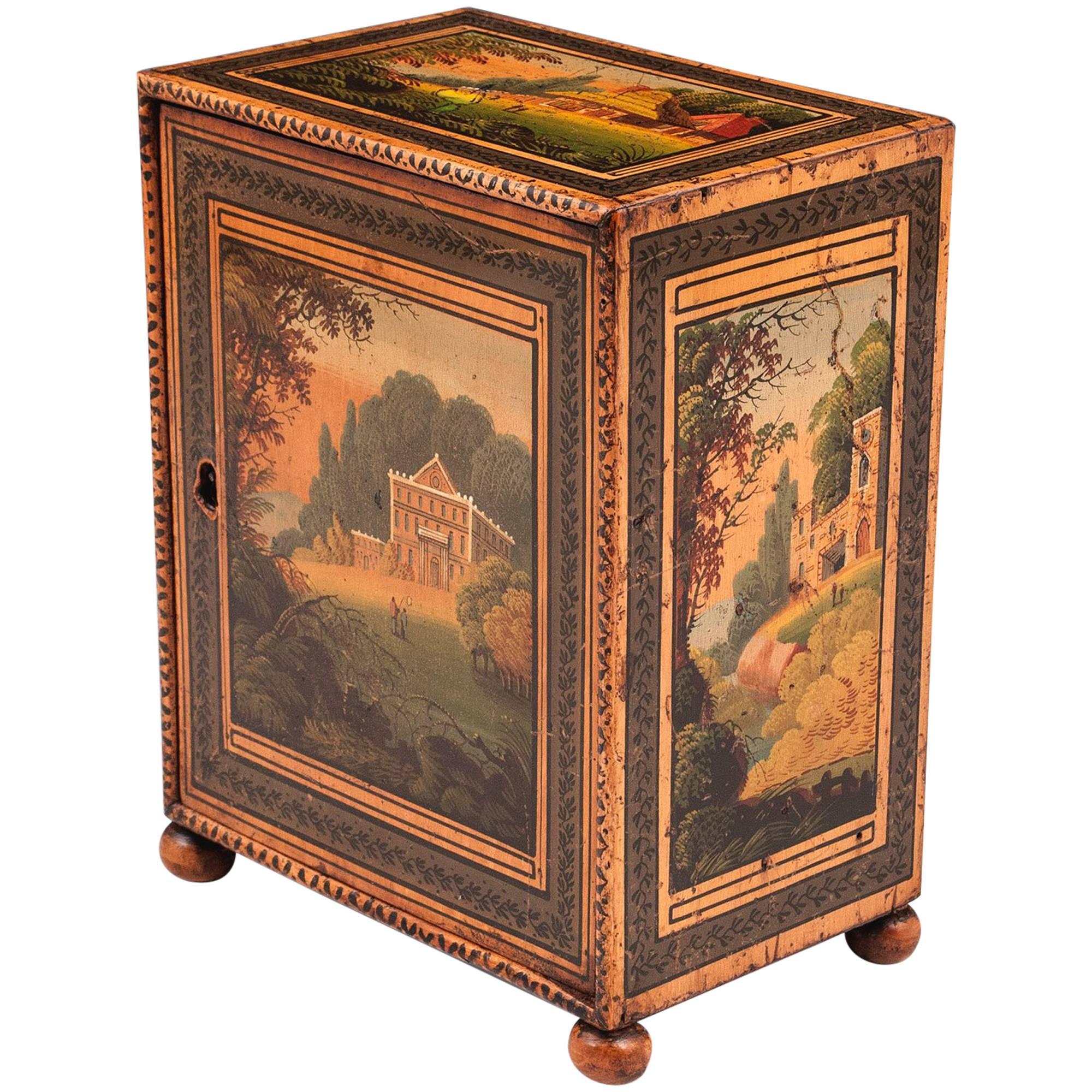 19th Century George III Painted Tunbridge Cabinet For Sale