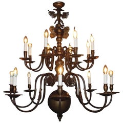 20th Century Large Brass Chandelier