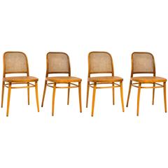 Set of Four Prague Style Bentwood Chairs by Ligna