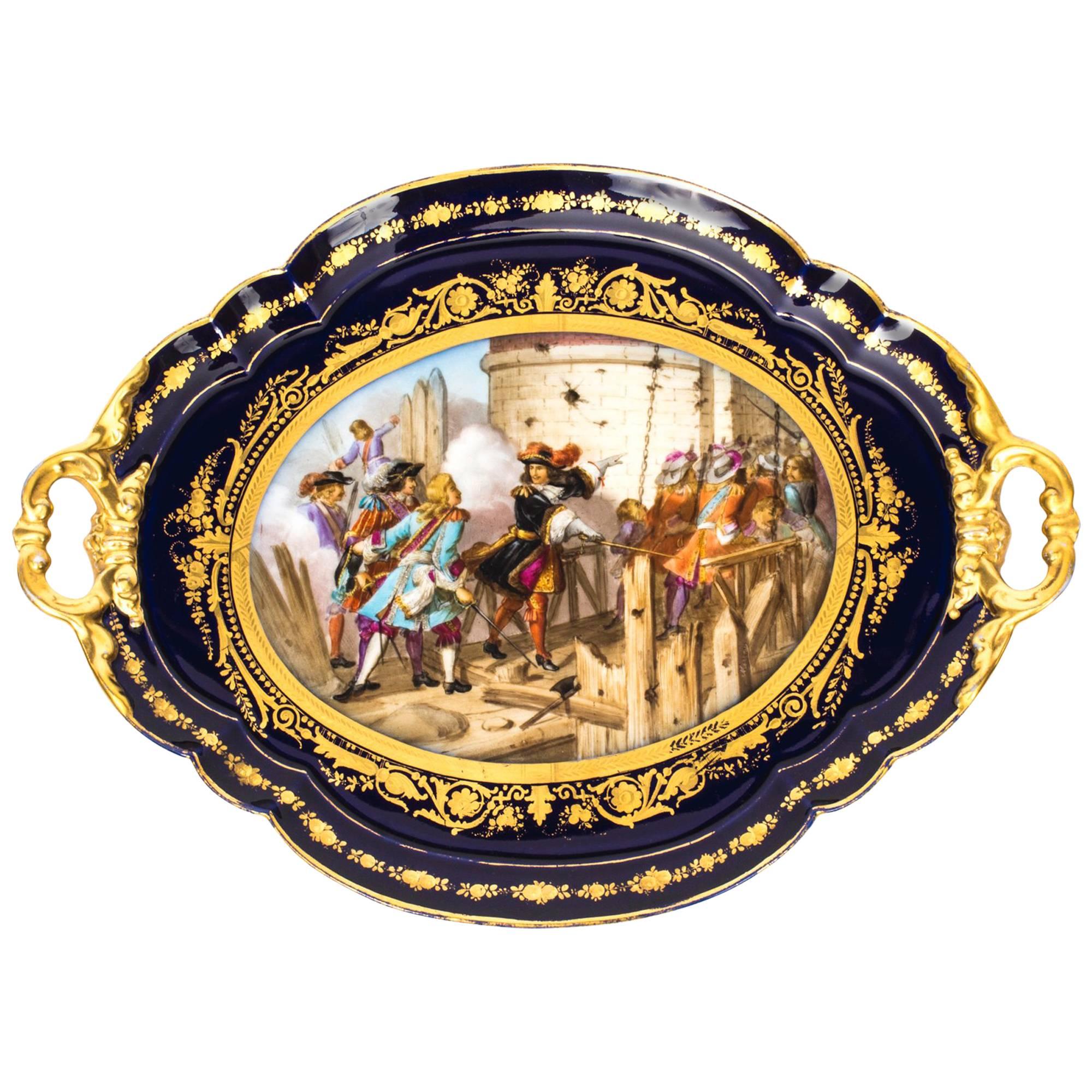 19th Century French Sevres Porcelain Tray Signed Moreaux