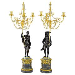 Antique 18th Century Russian Figural Bronze Candelabra