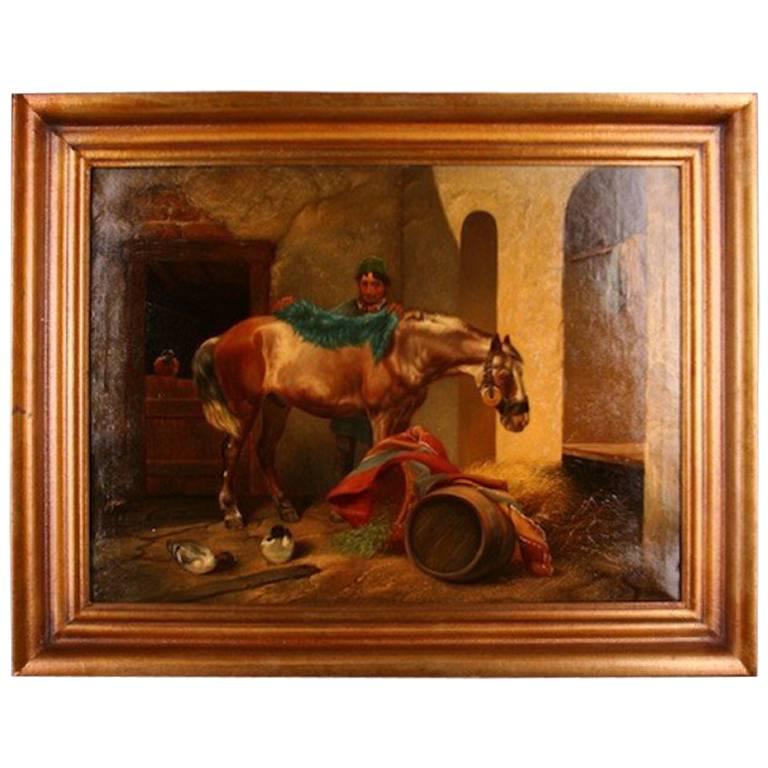 19th Century Historicism Style Oil on Canvas Painting by E. Muellers