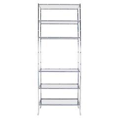Mid-Century Chrome Bamboo and Glass Etagere 10