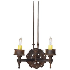 Antique Iron Two Candle Sconce with Prongs, circa 1920