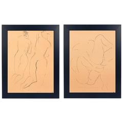 Pair of Nude Figural Lithographs by Marino Marini