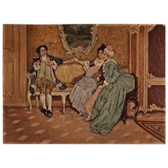 19th Century Rococo Style Painting Oil on Canvas
