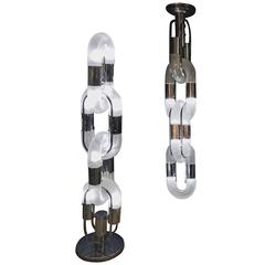 Amazing Set or Pair of Aldo Nason Lamps for Mazzega in Murano 'Pulegoso' Glass