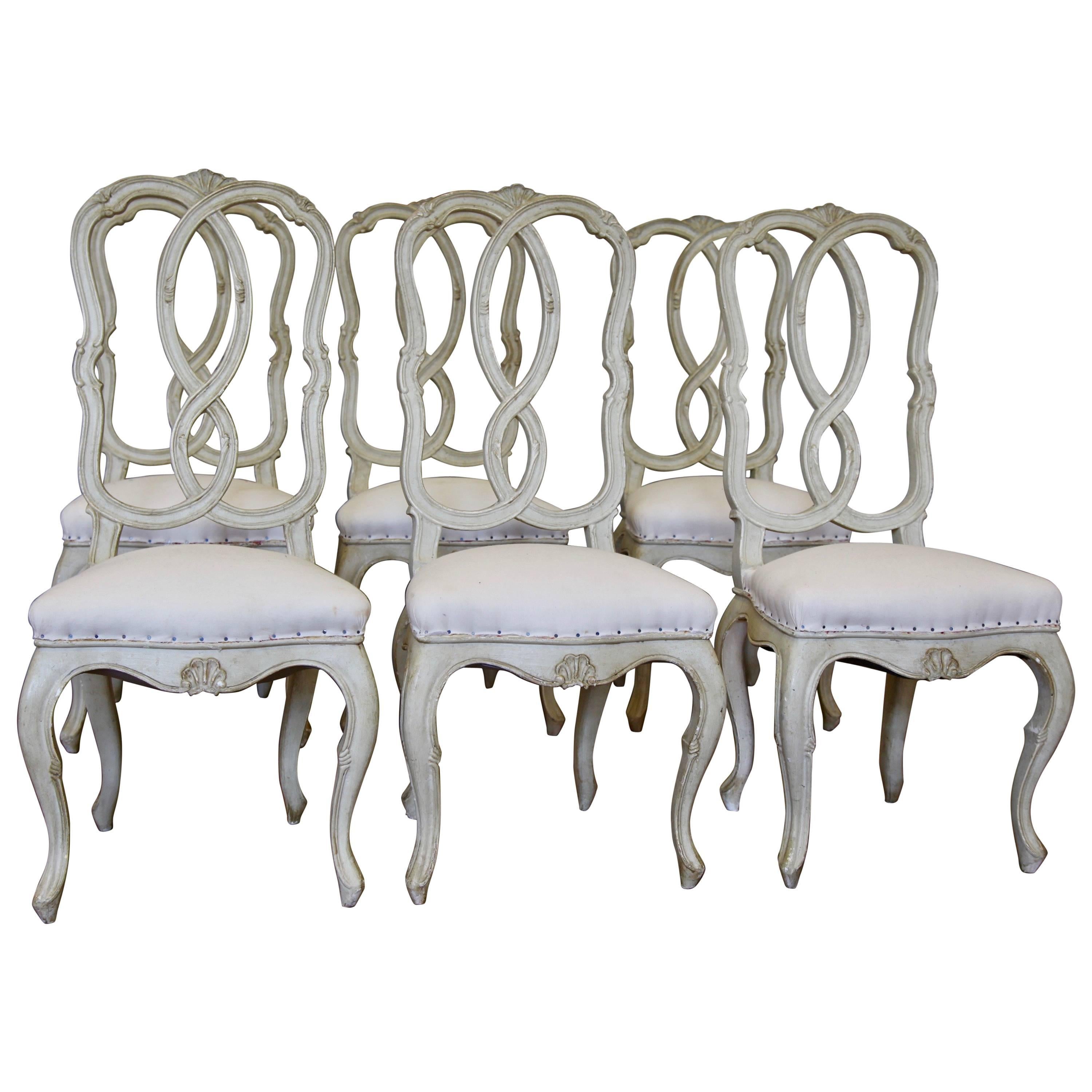 19th Century Set of Venetian Six Dinning Chairs