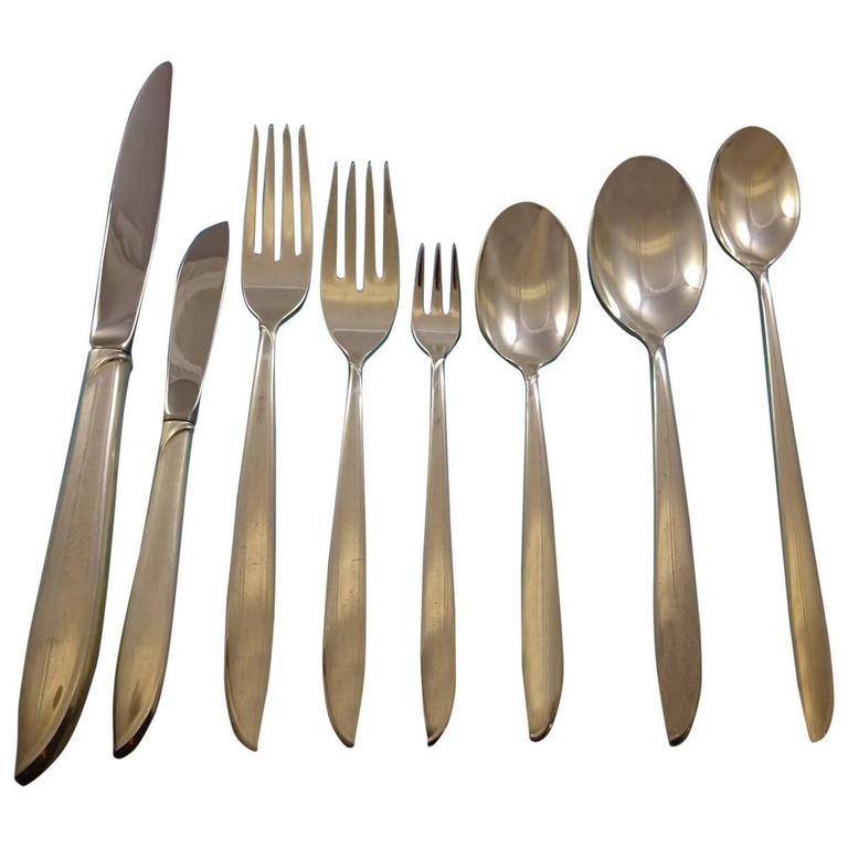 Silver Rhythm by International Sterling Silver Flatware Set 12 Service