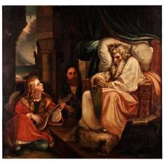 19th Century Baroque Oil on Canvas "the King and the Musical Page" by A. Sturm 6