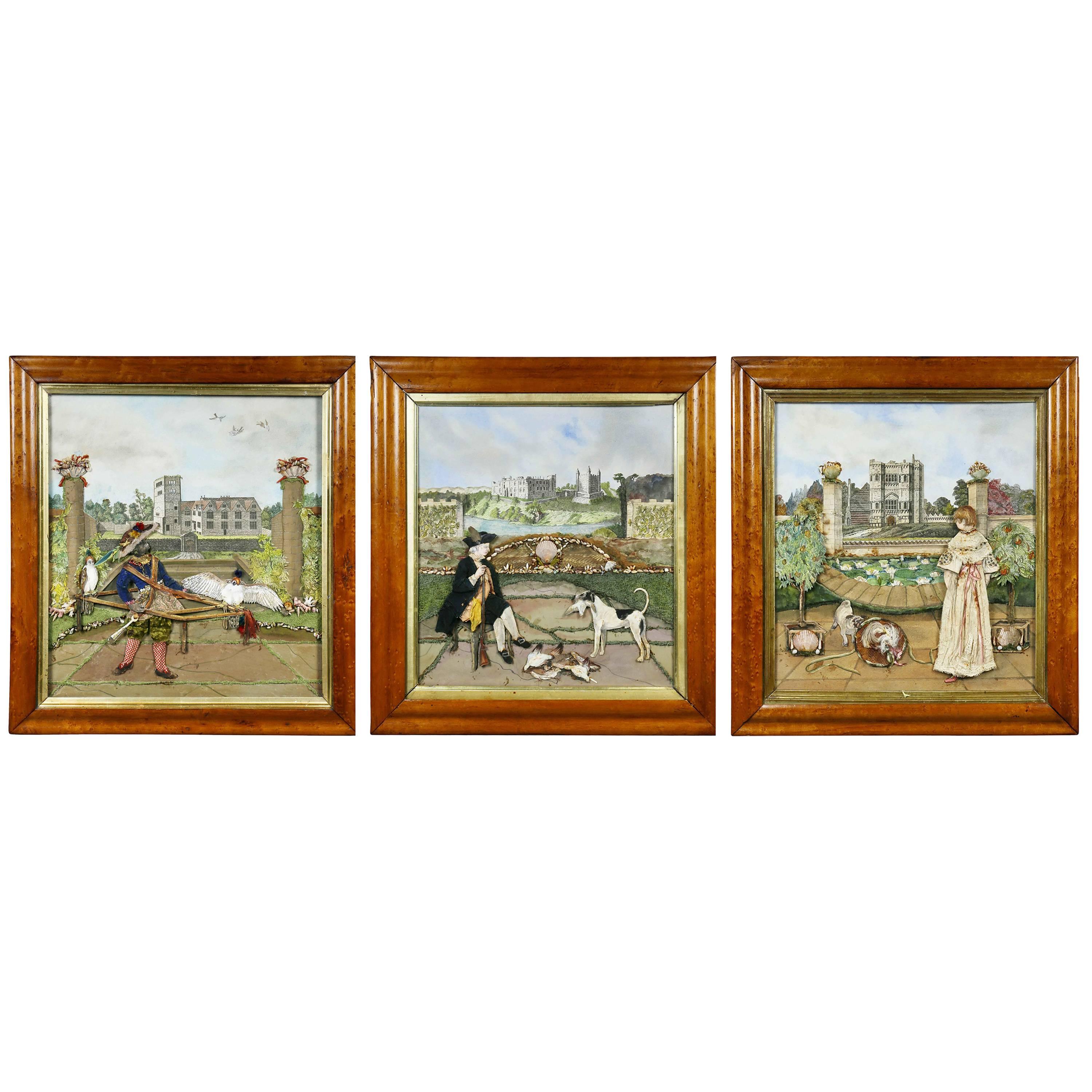 Three English Framed Diorama Pictures