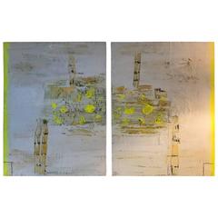 Pair Modern Abstract Oil Paintings 4