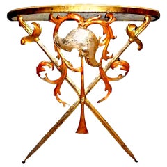 Italian Wrought Iron and Marble Console Table