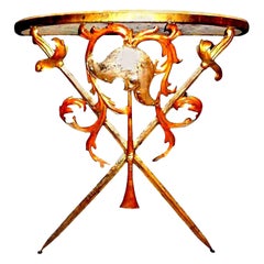 Italian Wrought Iron and Marble Console Table