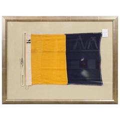 Authentic Linen "R" Signal Flag, Framed