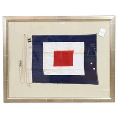 Authentic Stitched "W" Signal Flag, Framed
